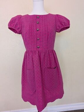 Vintage Neiman Marcus pink and green polka doted dress